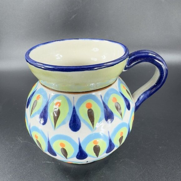 Hand Made Stoneware Mexico Pottery Coffee Mug Cup Jarrito Artist Signed Mug Cup - Picture 10 of 13